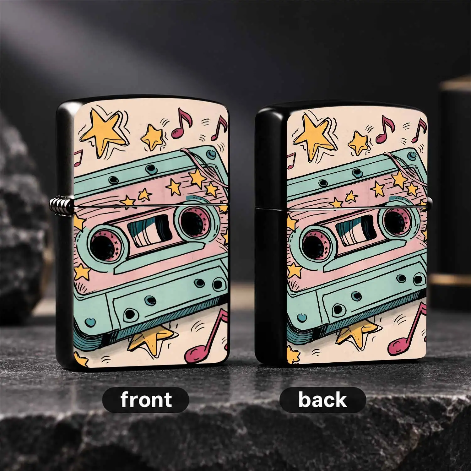 Retro Cassette Themed Lighter, Cute Note Hand Drawn Style Portable Accessory, Suitable For Daily Leisure, Party, Camping, Gifting Scenarios, Delicate Fun Retro Vibe, Practical Stylish Must Have Item For Daily Use Interesting And Humorous Li