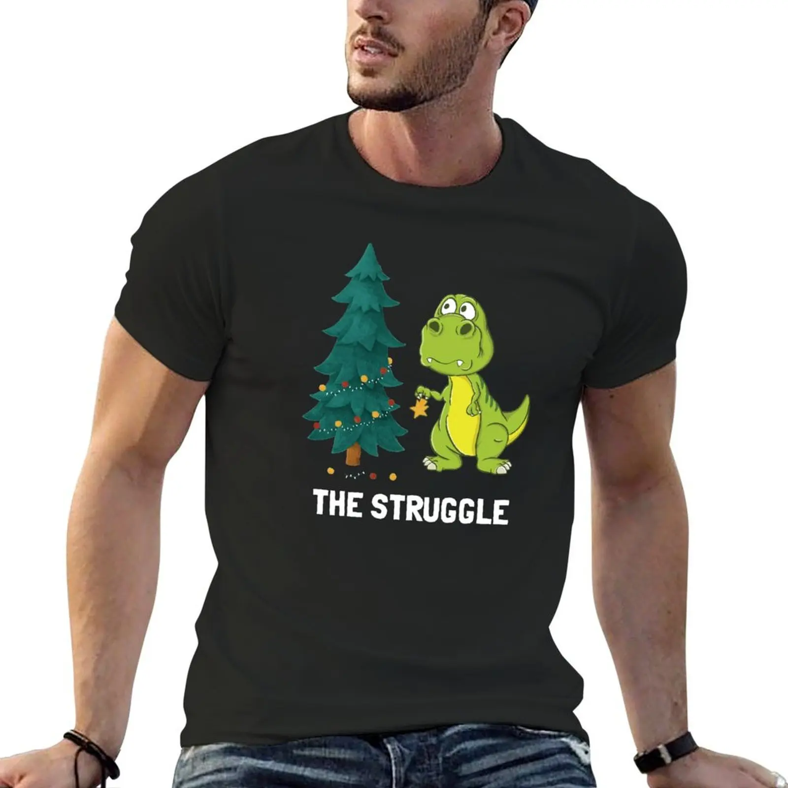 

Dinosaur Christmas Tree Struggle T-Shirt Blouse oversized t shirt mens graphic t-shirts big and tall