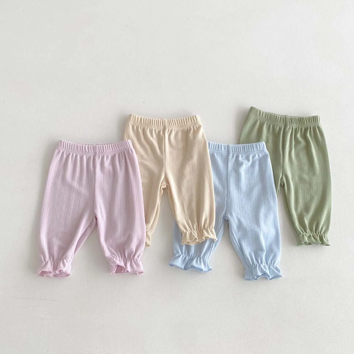 Kids Pants Baby Clothing Summer New Causal Solid Color Trousers Thin Boys Girls Simple Fashion 2024 Elastic Waist