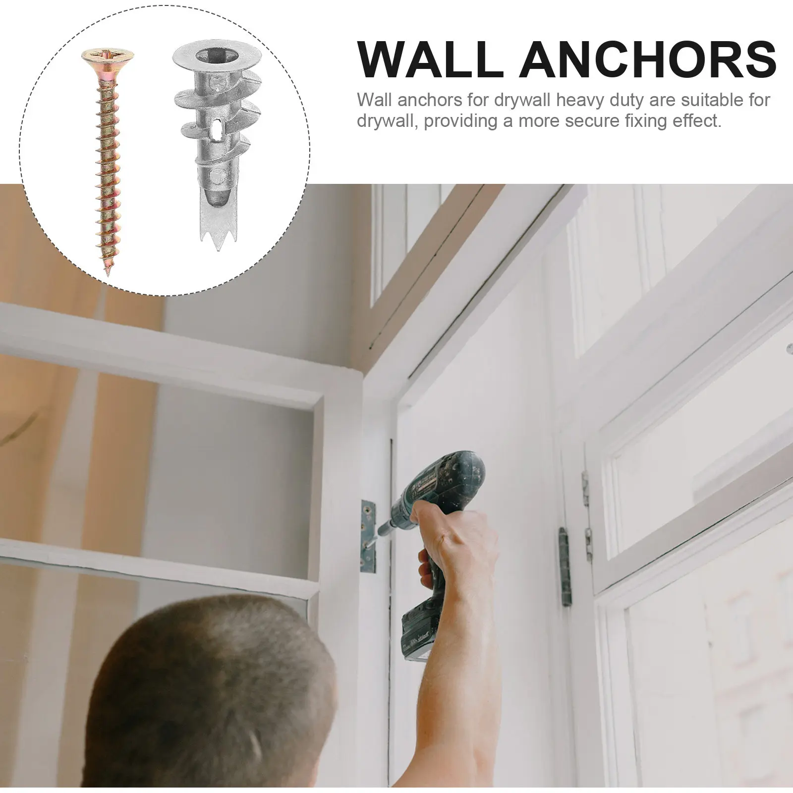 20Sets Hollow Wall Anchors Zinc Alloy Screw Set Spiral Design Heavy Duty Drywall Mounting Screws Hollow Wall Anchors