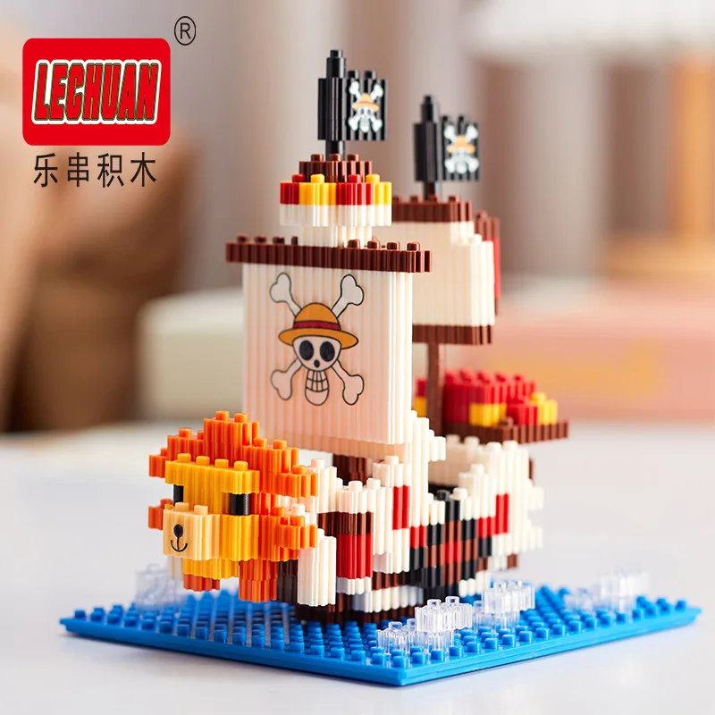 Thousand Sunny Linkgo Building Blocks One Piece Pirate Ship 3D Model Polortang Going Merry Connection Mini Bricks Figure Toys