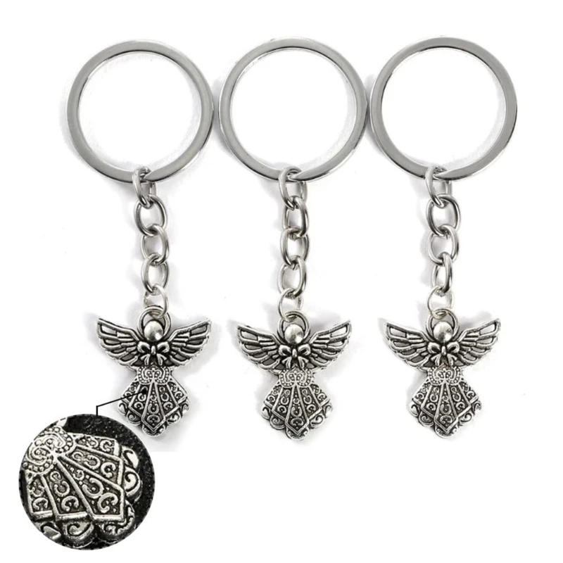 30Pieces Angel Keychain Favor Angel Pendant Keychain Christening Gift Keyring with Thank You Kraft Pendant Bag for Kids