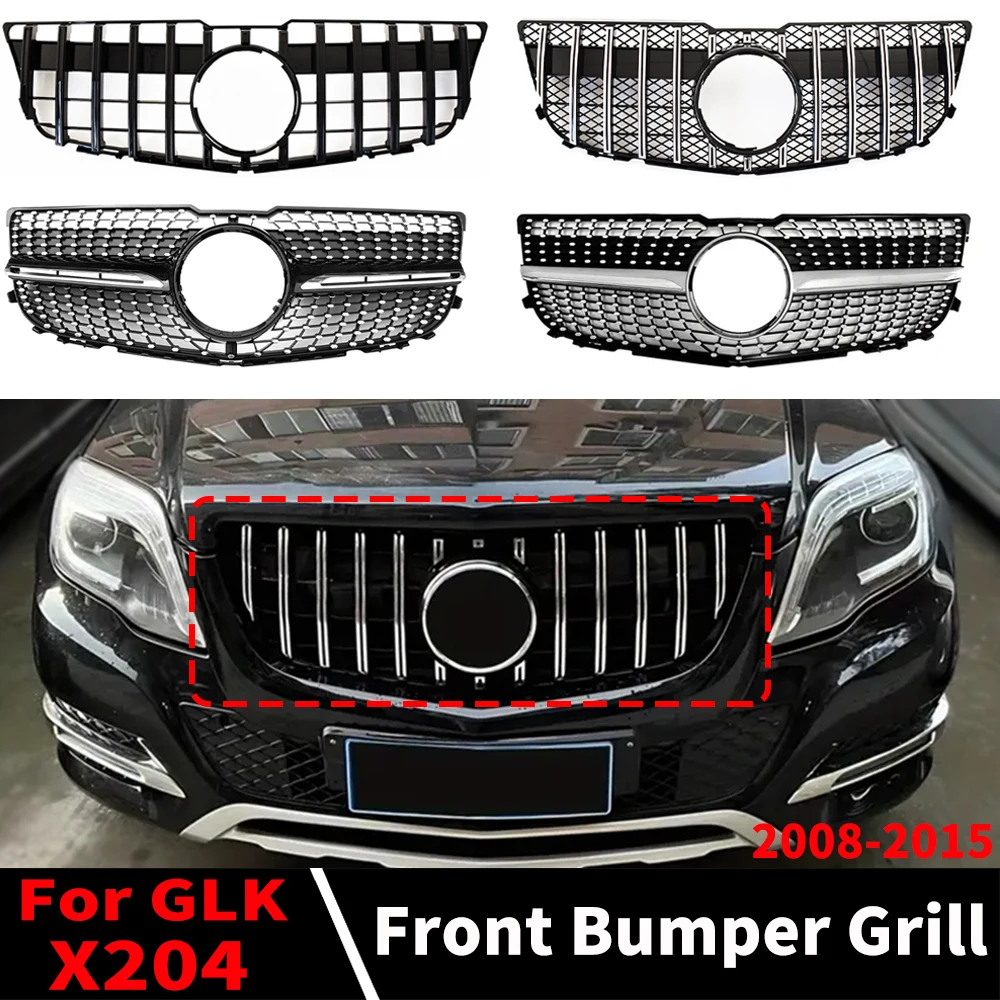 Front Bumper Mask Grille For Mercedes Benz GLK X204 2008-2015 GT Diamond Style Inlet Grill Middle Mesh Grid Tuning Accessories