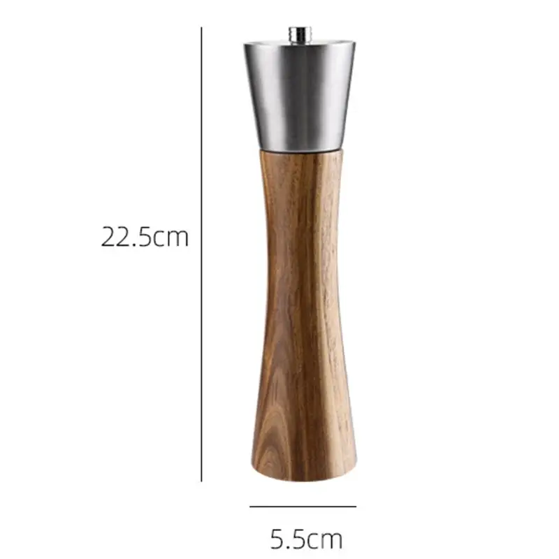 Stainless Steel Pepper Grinde Solid Wood Pepper Mill Salt Ground Ceramic Core Manual Multi-purpose Seasoning Bottle Kitchen Tool