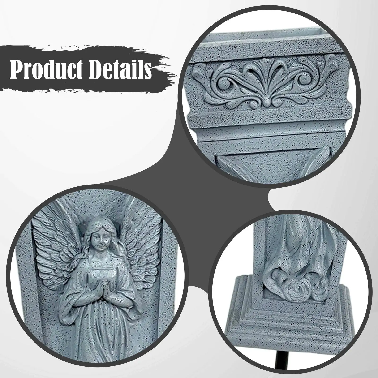 Resin Angel Wing Memorial Grave Vase Cemetery Vase with Stake Funeral Flower Holder for Lawn Yard Tribute Decor