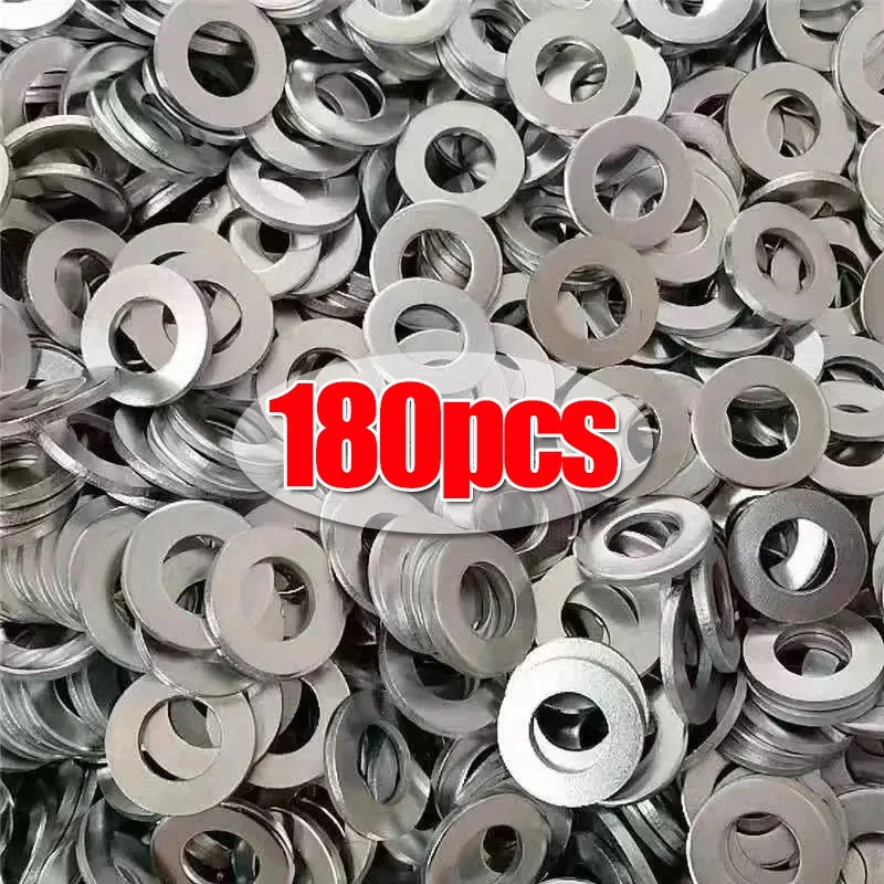 180PCS Metal Washers Rings M2 M2.5 M3 M4 M5 M6 M8 M10 Stainless Steel Ultra Thin Flat Gasket Hardware Screw Bolt Assortment Kits