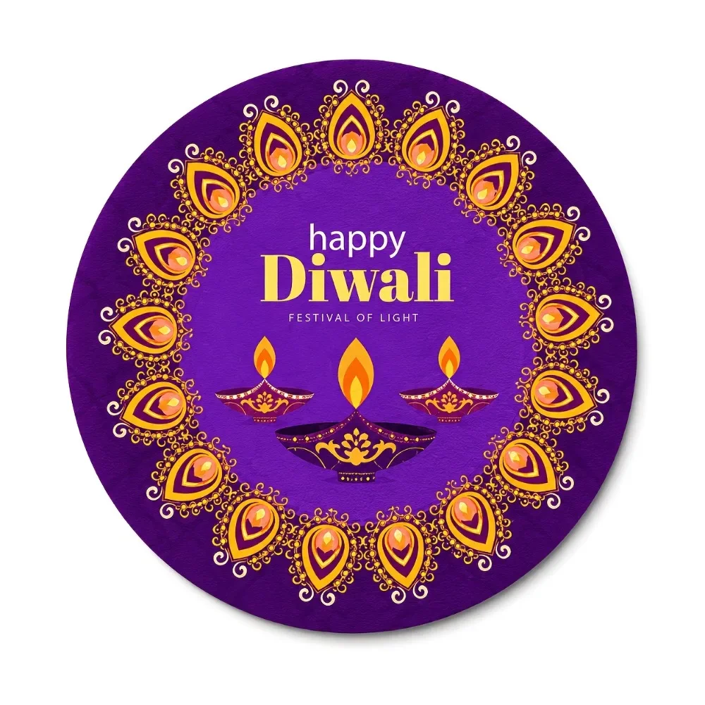 CIFBUY Retro Diwali Oil Lamp Wreath Aluminum Wall Art Waterproof Wearproof Metal Decor for Home Bar Cafe Office Man Cave Gift