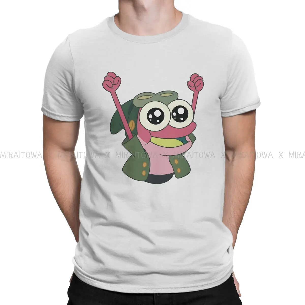 Amphibia Frog Anime Happy Sprig  T Shirt Vintage Homme Men's Tshirt Oversized O-Neck Men Tops