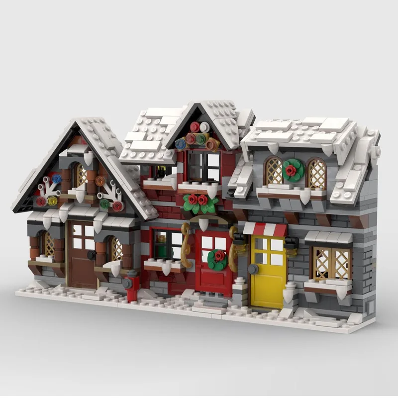 MOC building blocks Assemble toys Three Winter Cottage model 822pcs Creative Holiday gift Christmas gift for all