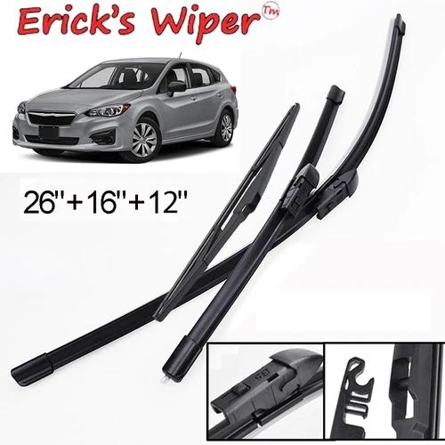 Limpiaparabrisas delantero y trasero LHD de Erick, juego de limpiaparabrisas para Subaru Impreza XV GK GT 2017 - 2021, ventana de parabrisas de 26 ""+ 16"" + 12""