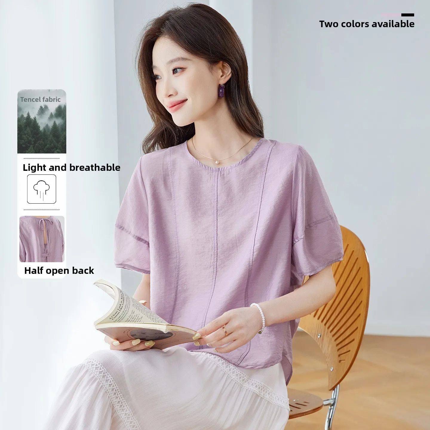 

Linen Silk Women's ort Sve irt Breathable Thin Summer Faion Top Comfortable Commute Sle Loose Fit Chinese Made