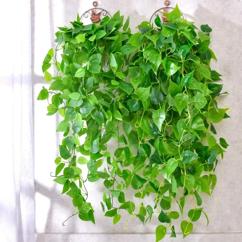 5 tenedores de plantas de enredaderas artificiales para exteriores, enredadera de plástico, hiedra verde, plantas colgantes de pared, rama para el hogar, jardín, decoración de boda