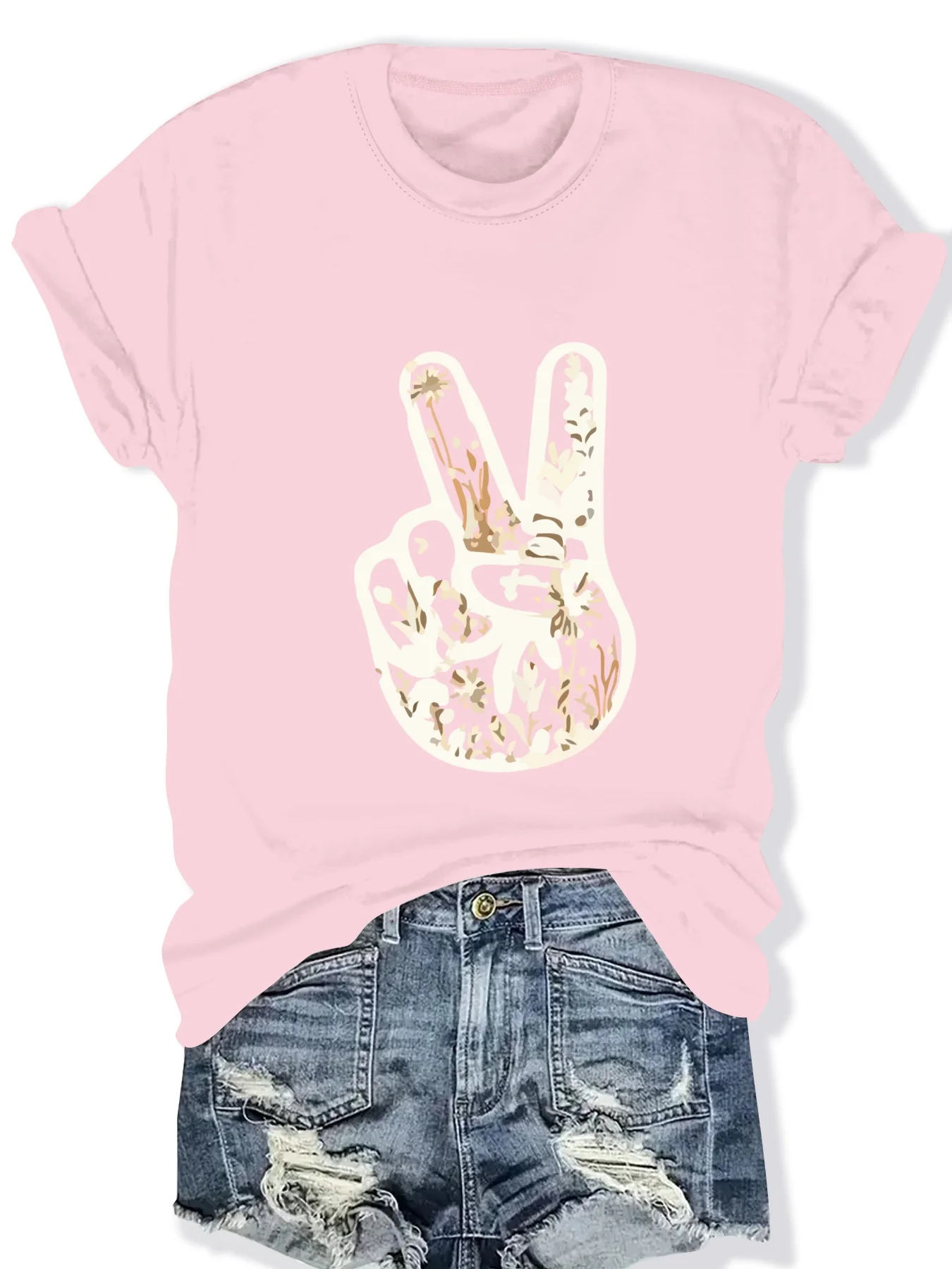 

Fashionable Geometric Print round Neck Short Sleeve Women's Top Elegant Casual Style