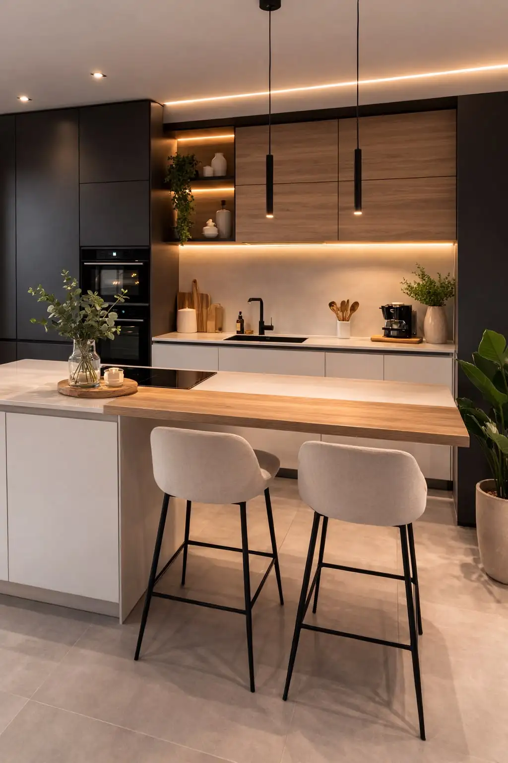 Decorative panel integrated cabinet, modern light luxury wear-resistant and scratch-proof custom melamine veneer kitchen cabinet