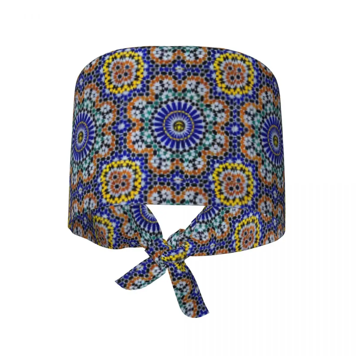 Arabic Tiles Moroccan Mosaic Scrub Hat Doctor Working Surgical Cap Unisex Adjustable Nursing Caps for Dentist