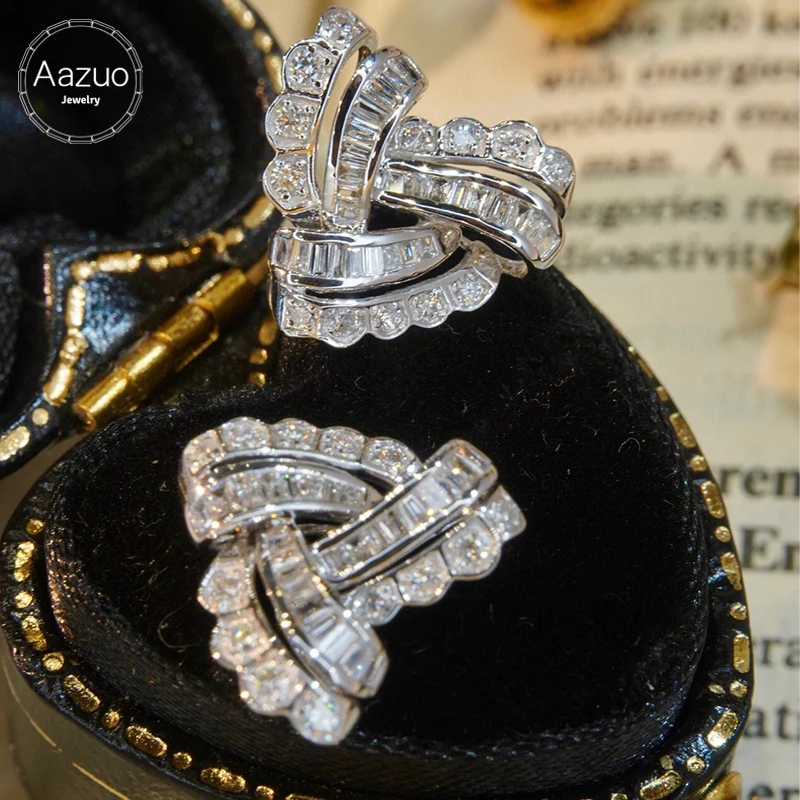 

Женские серьги-гвоздики в форме сердца Aazuo, роскошные серьги из белого золота 18 К с натуральными бриллиантами карат H SI, ювелирные украшения для помолвки