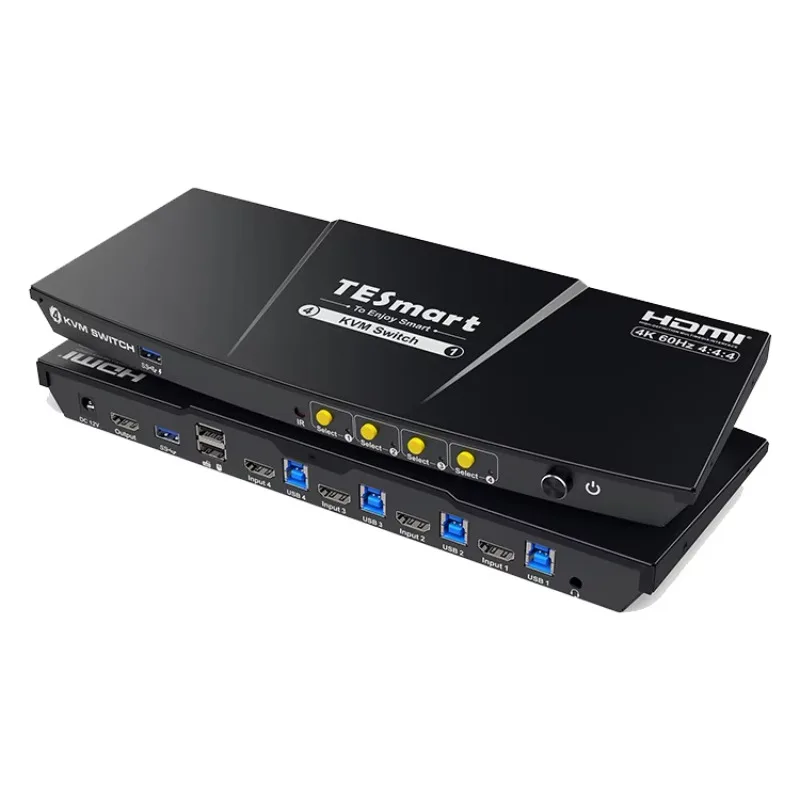 

Комплект 4-портового KVM-переключателя HDMI 4K60 Гц с док-станцией USB 3.0 для 4 ПК 1 монитора