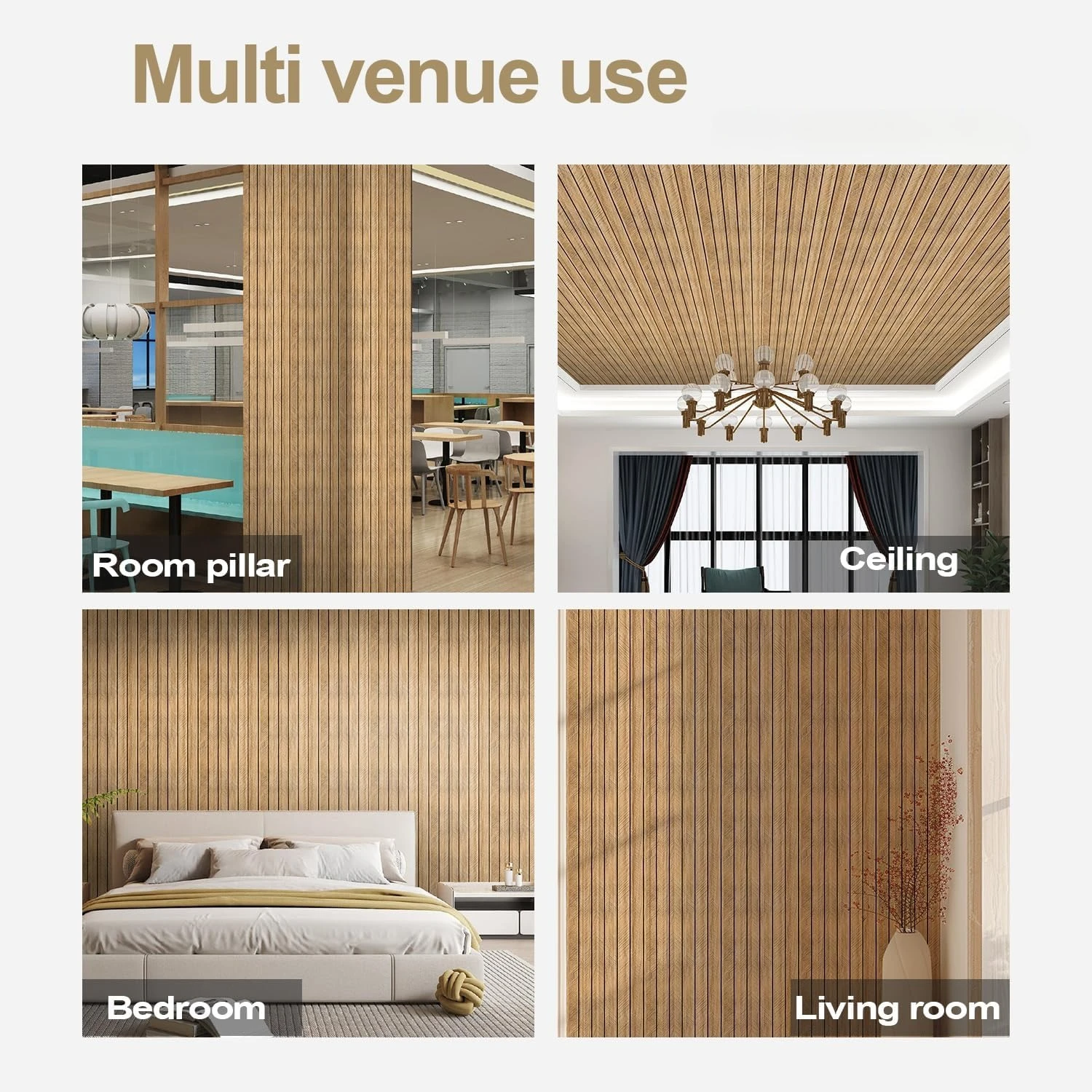 Wood Grain Slat Wall Panel Self Adhesive Wall Sticker Thickened Resistant  PVC Slat Wallpaper Foam Paneling for Wall Ceiling