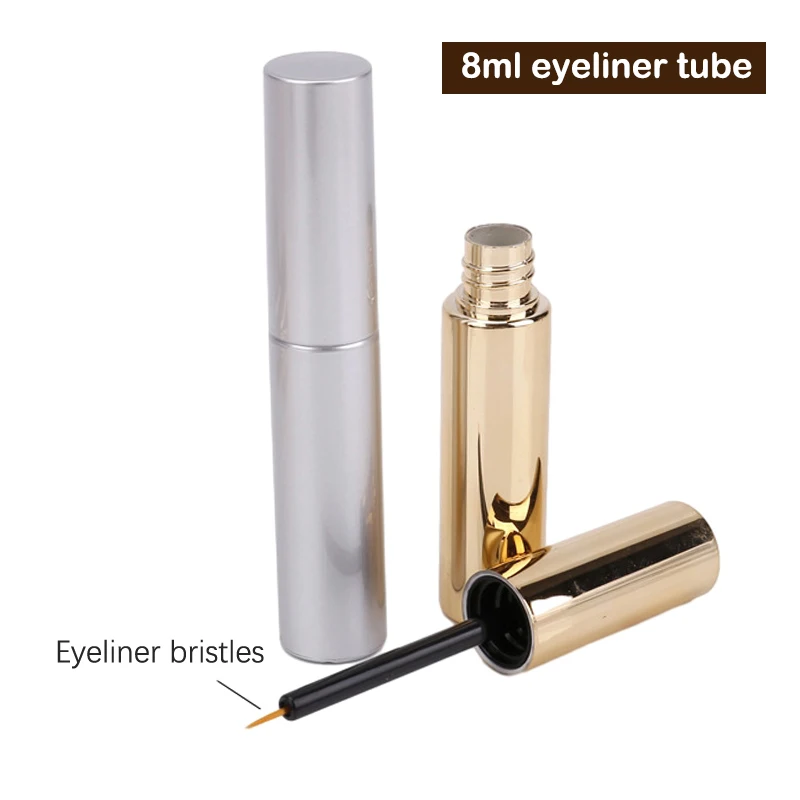 Tubo de delineador de ojos dorado/plateado vacío, tubos de brillo de labios, contenedor de crema de pestañas, botella, herramienta de maquillaje, accesorios de viaje para mujeres, 8ml