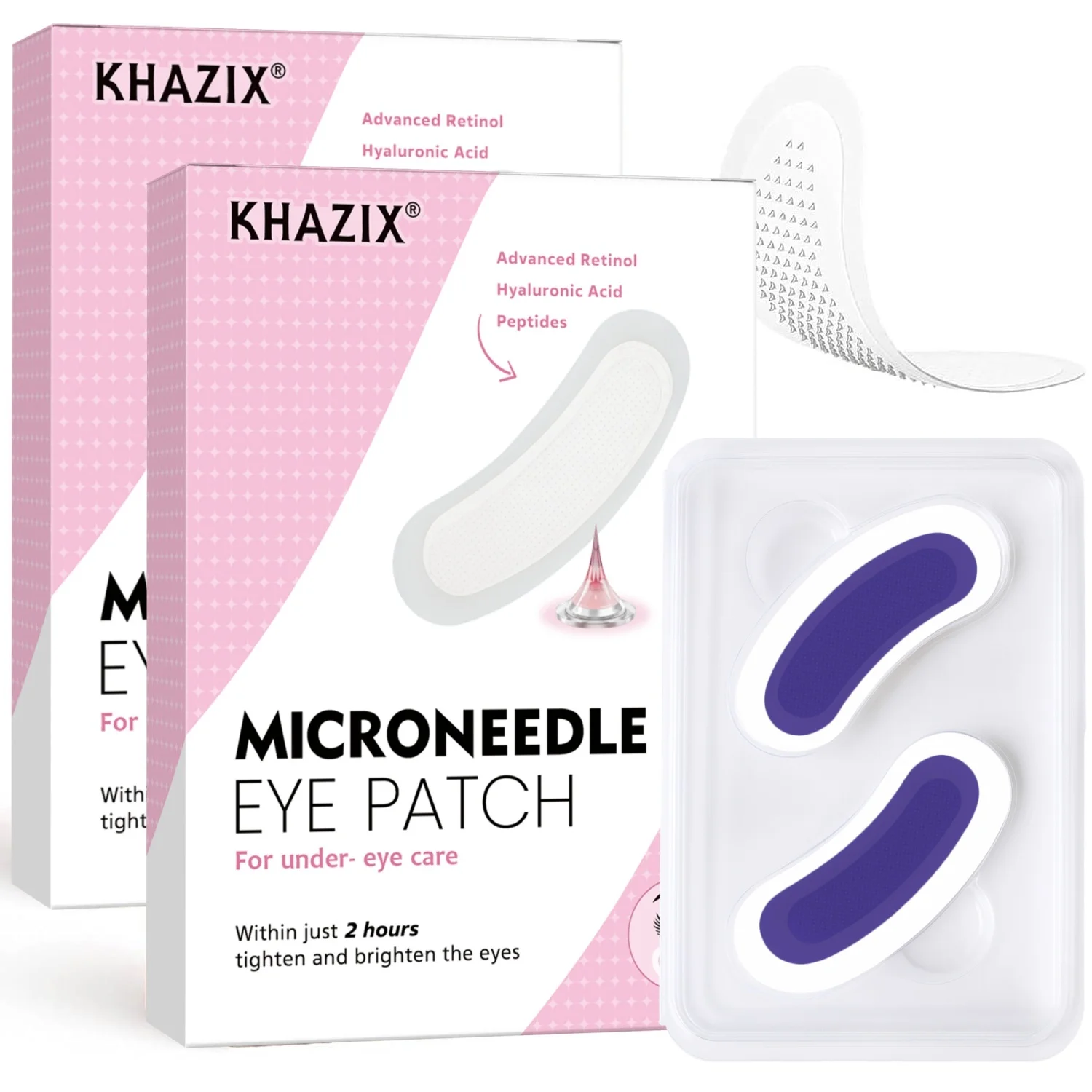 Retinol Microneedle Eye Patches with Hyaluronic Acid & Firming Peptides,for Forehead, Eye Area, Crow's Feet & Smile Lines,1Pair. view 3