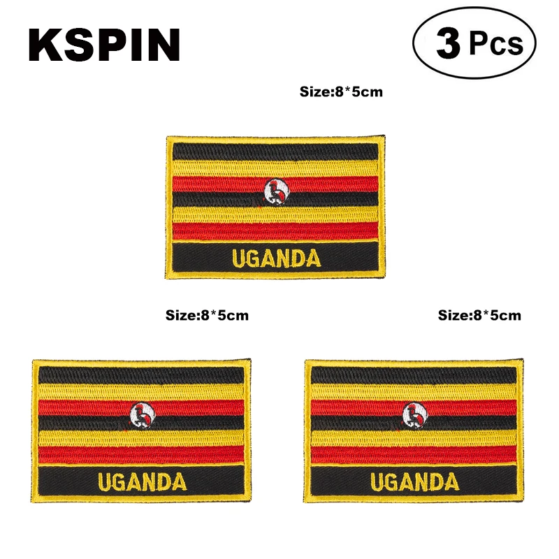 Uganda Rectangular Shape Flag patches embroidered flag patches national flag patches for clothing DIY Decoration