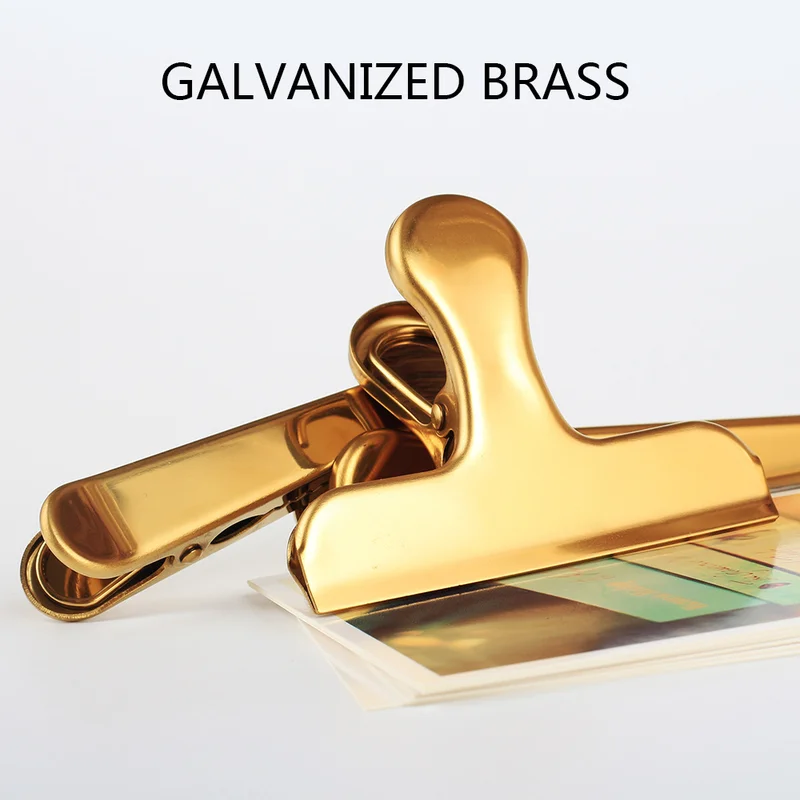 Gold Plating Messing Opslag Clip Rvs Paperclip Metalen Lange Staart Clip