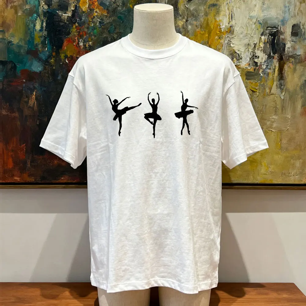 Ballerina T-Shirt Dance Lover Graphic Tee Woman Man Summer Fashion Casual Cotton Short-sleev Streetwear Classic Aesthetic Tops