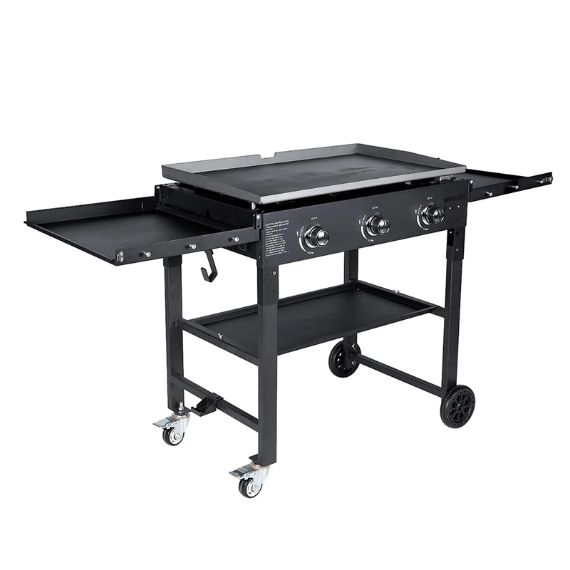 Barbecue Premium Luxurious Outdoor Cooking Kitchen Use Portable 2 3 4 Burner Steel Gas Griddle Grill For Meat Fruit Food