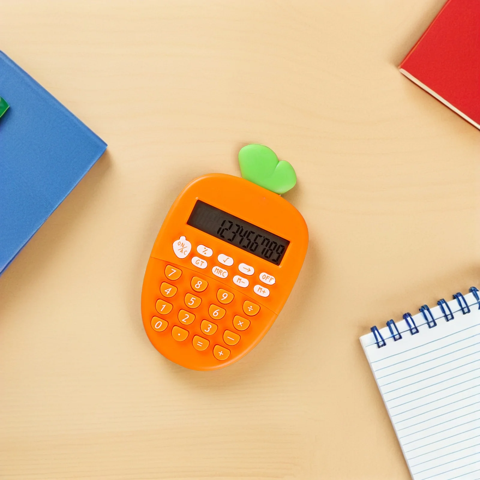 Calculadora electrónica con forma de zanahoria, portátil, 12, pequeña, ligera, para oficina, escuela, hogar, calculadora naranja