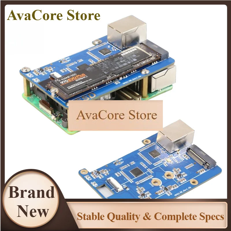 AvaCoreMPS2.5G Raspberry Pi 5 PCIe To NVME SSD And 2.5G Ethernet RJ45 HAT RTL8125 2280 2242 2230