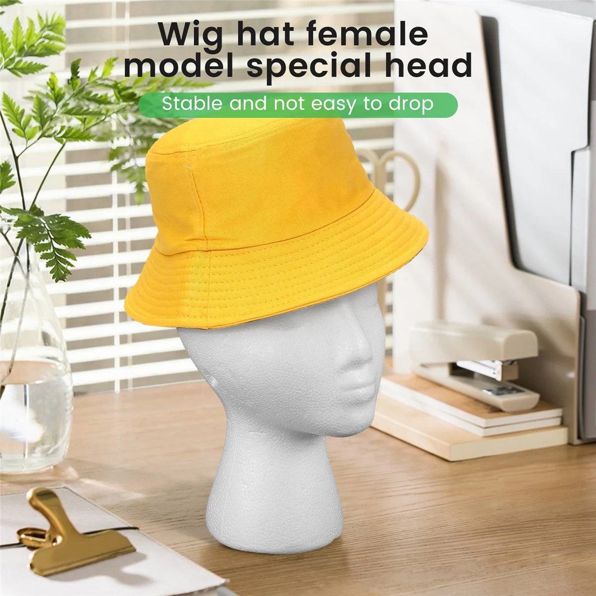 Manekin busa tampilan kepala Wig, pemegang topi Wig putih kepala busa