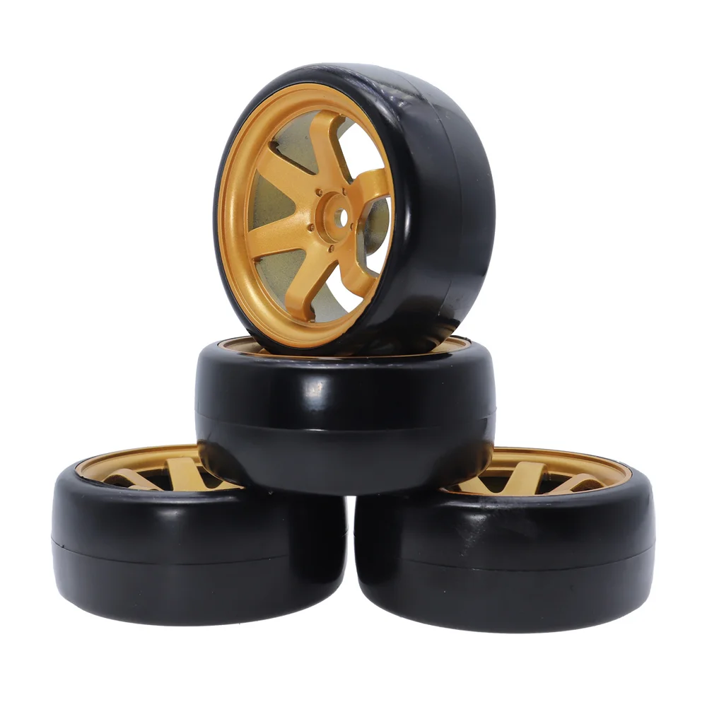 4PCS 1/10 Drift On Road Car Tires Wheels Hub Rim 60mm for 1:10 RC HSP HPI Sakura TT01 Tamiya  Drifting Car Accessories