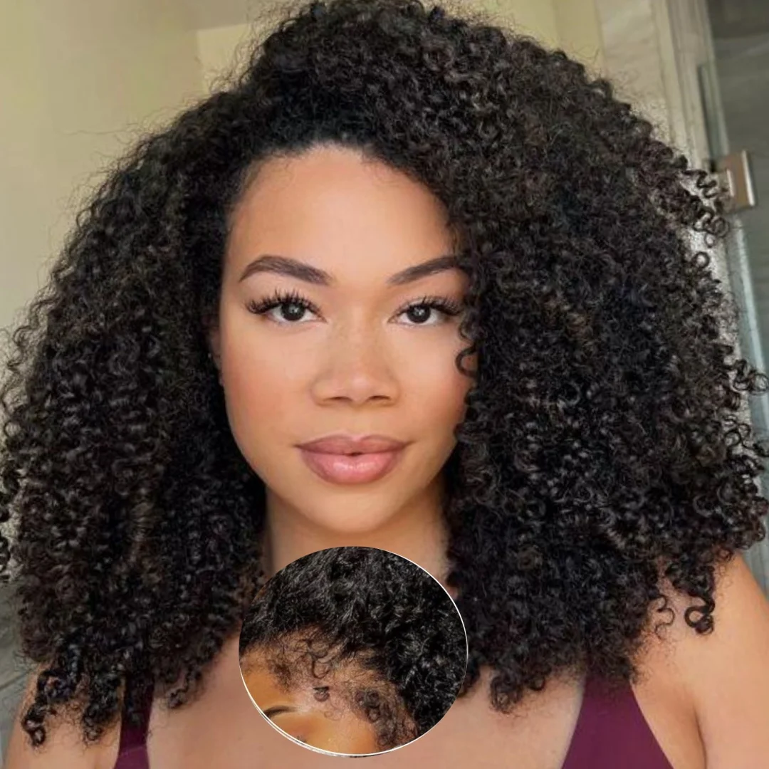 Afro Kinky Curly Human Hair Wigs For Women 180 Density Brazilian Hair Curly 13X4 Transparent Lace Frontal Wig 10-24 Inch On Sale