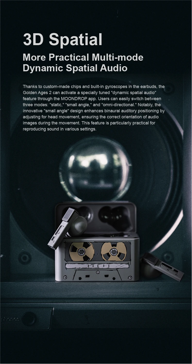 MOONDROP Golden Ages 2 TWS Kopfhörer ANC Bluetooth 6.0 LDAC VDSF Gaming-Kopfhörer mit einstellbarer Ausgangsverstärkung – Detail 9