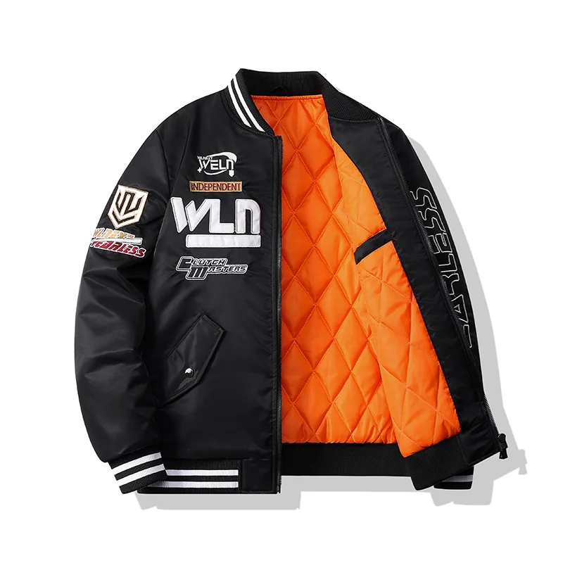 Chaqueta Bomber de béisbol gruesa abrigo de lana informal Otoño Invierno hombres suelto al aire libre Vintage cálido cuello alto cárdigan rompevientos