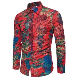 2024 Impresión 3D arte abstracto gráfico moda Athleisure camisa de manga larga para hombre camisa de ajuste Regular Top camisa con botones para hombre
