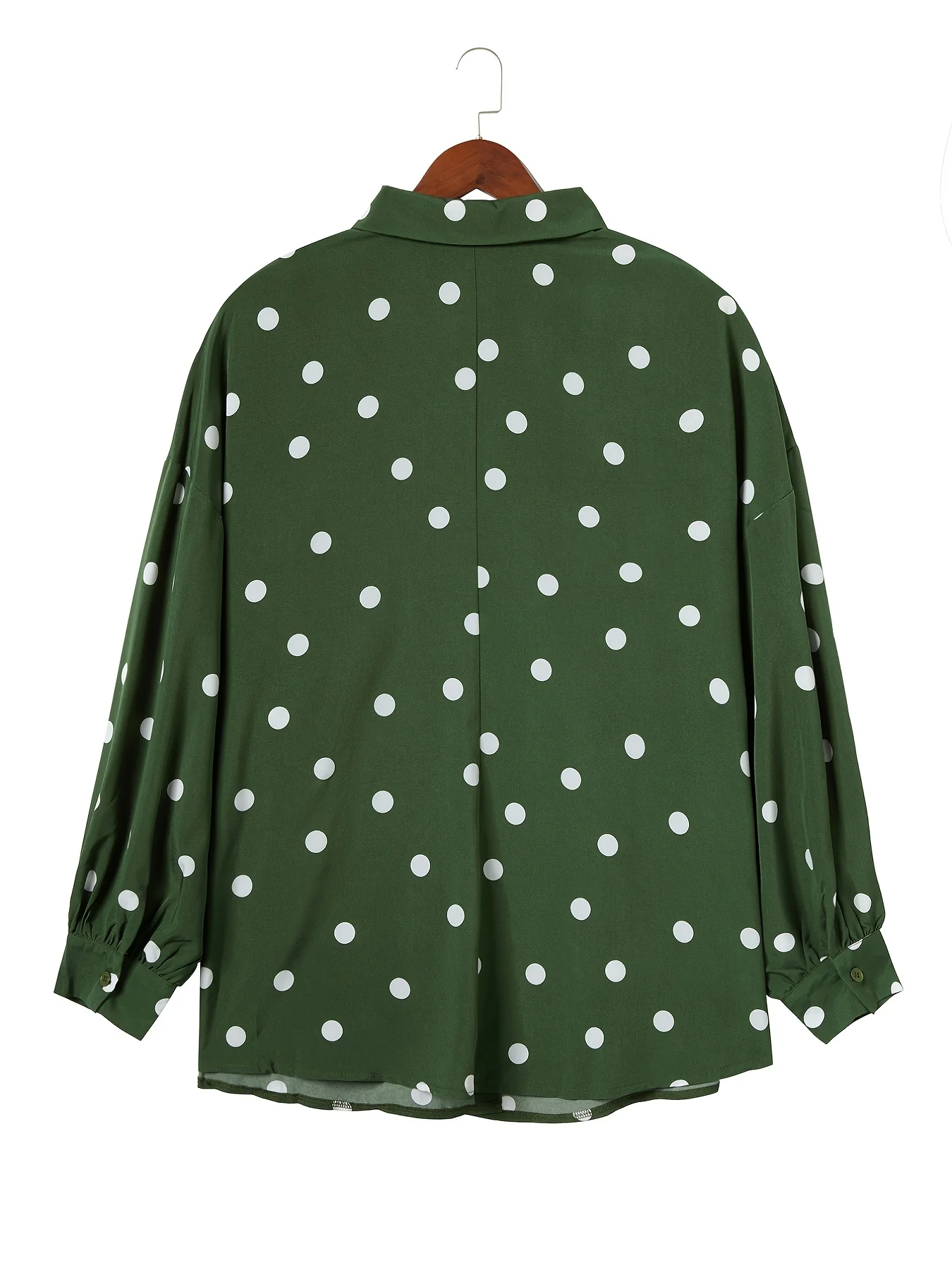 Autumn Women Shirt Green Dot Printing Female Clothing Fashion Elegant Ladies Office Chiffon Blouse Long Sleeve Women Clothes To