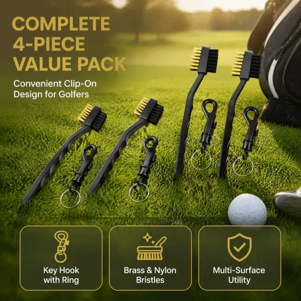 8pcs Durable Keychain Design Golf Club Brush Portable Brush Compact Cleaner Club Cleaner Brush Golf Accessory Cleaner For Golfer