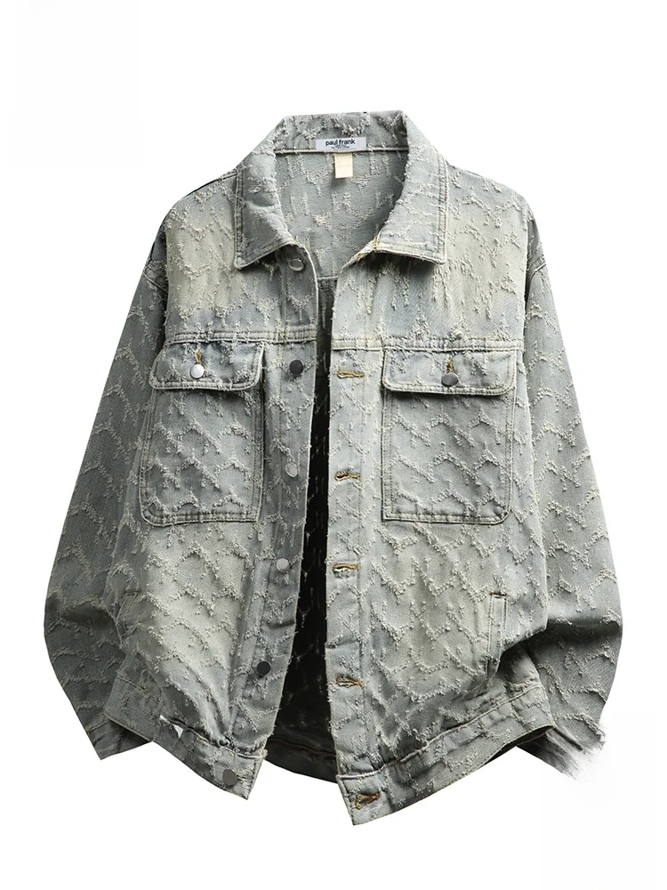 

Мужская джинсовая куртка Paul Frank с вышивкой в виде обезьяны, свободного кроя, осенняя, из смесового хлопка и полиэстера, молодежная мода