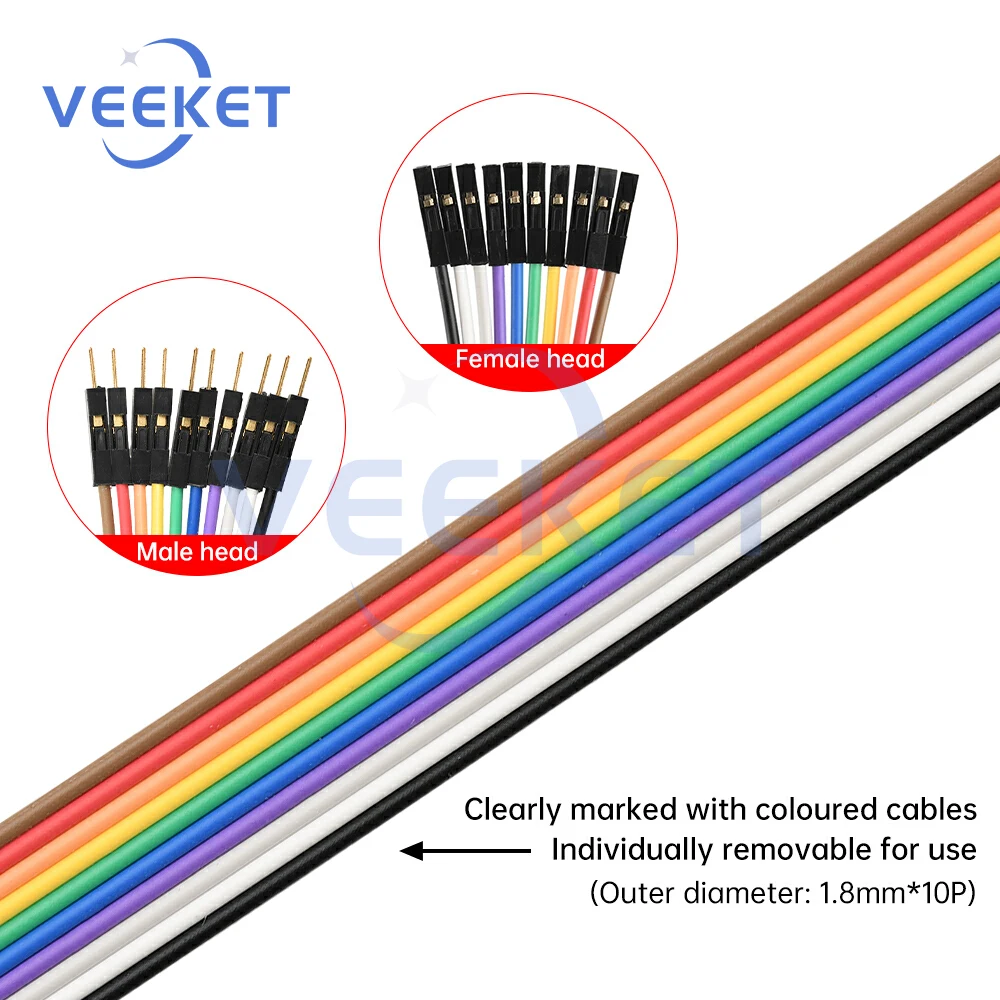 10PIN النحاس النقي دوبونت خط موصل 20 سنتيمتر 30 سنتيمتر أنثى إلى أنثى ذكر إلى ذكر ذكر اللون كابل 2.54 محطة #3