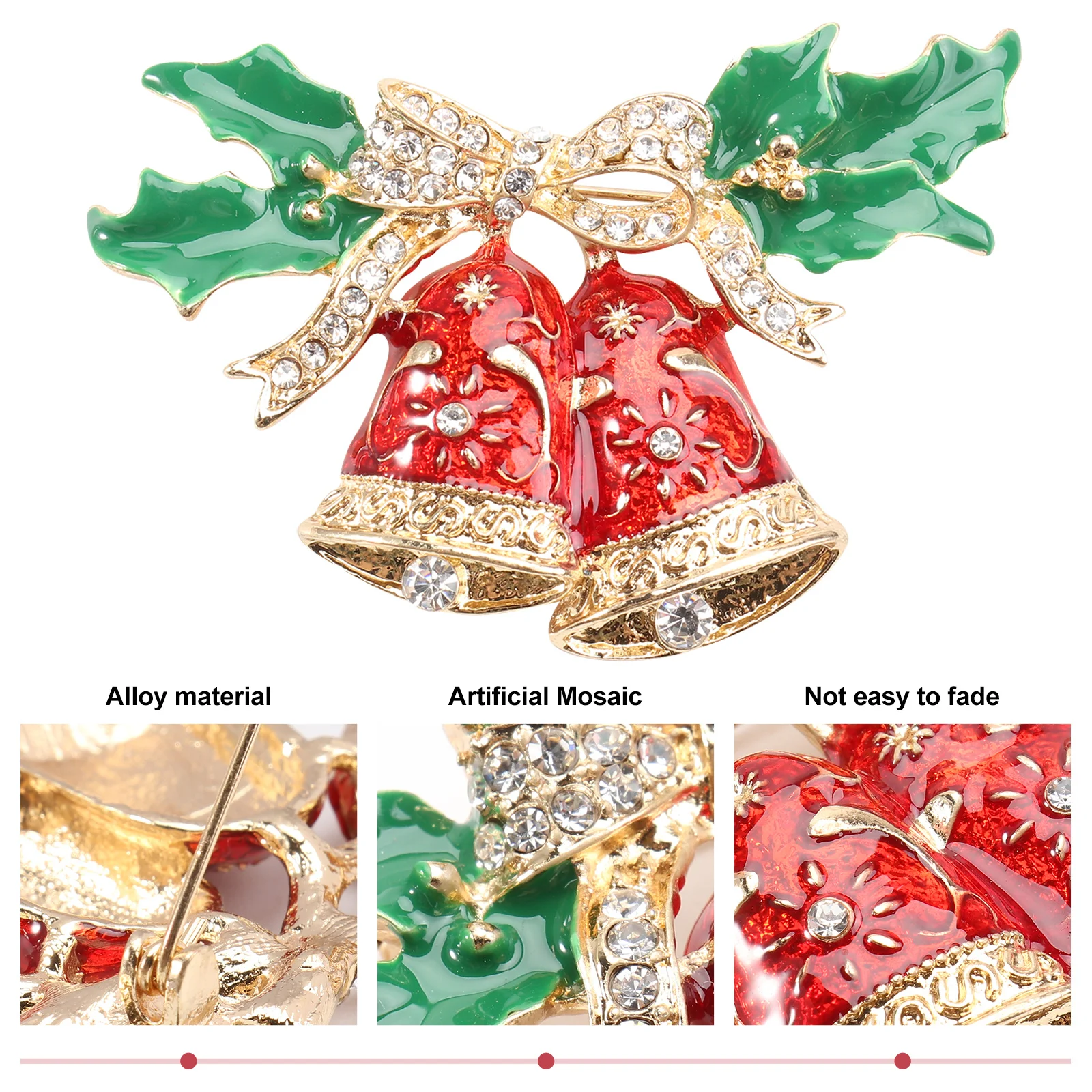 

2Pcs Christmas Brooch Alloy Brooches Classic Xmas Corsage Decoration Lapel Pin Clothes Ornament Christmas Brooch