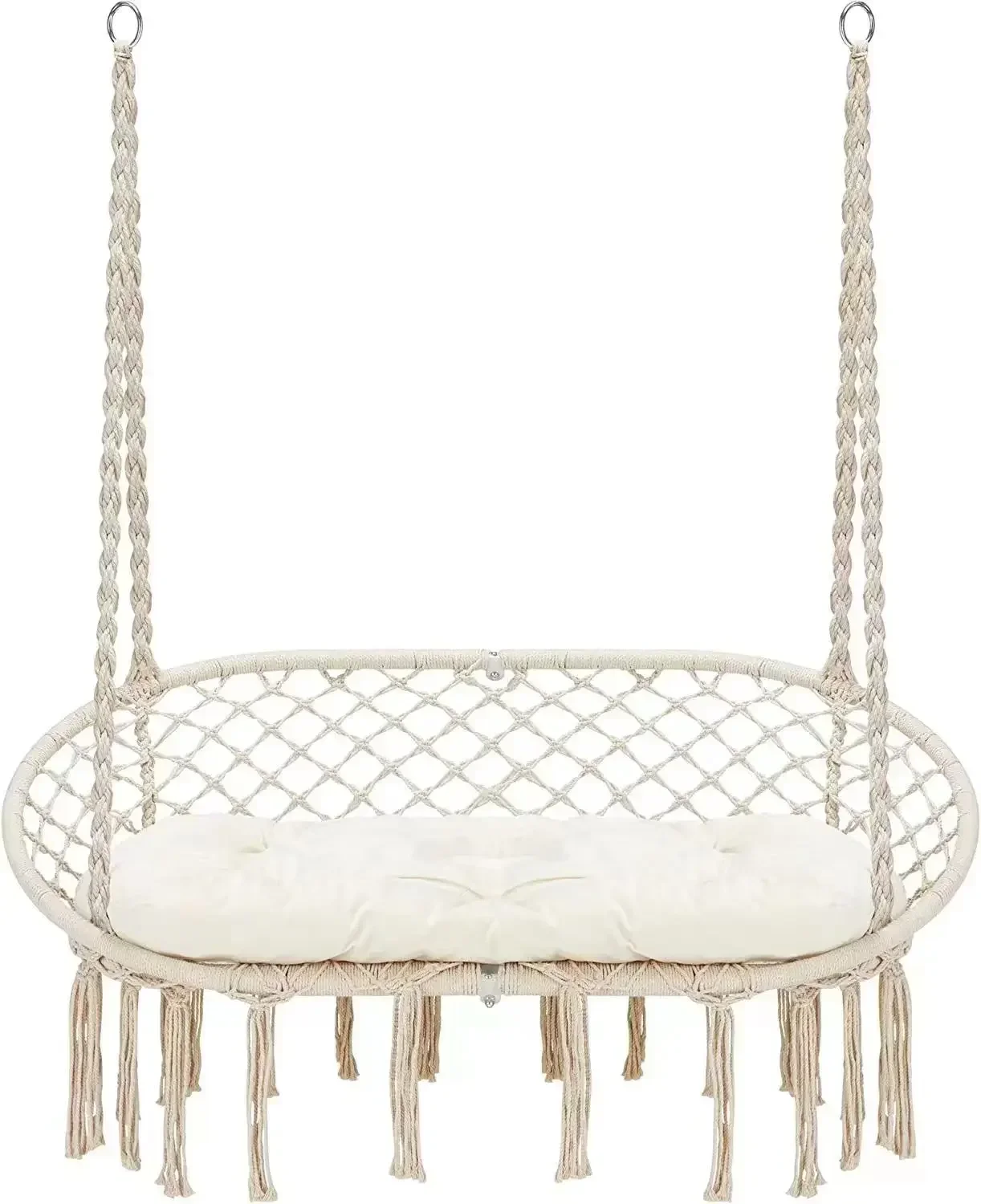 

Practical Chair Handmade Macrame Swing Chair with Hanging Hardware Kits, Bohemian Style Cotton Rope for outdoor 450lbs Capacity