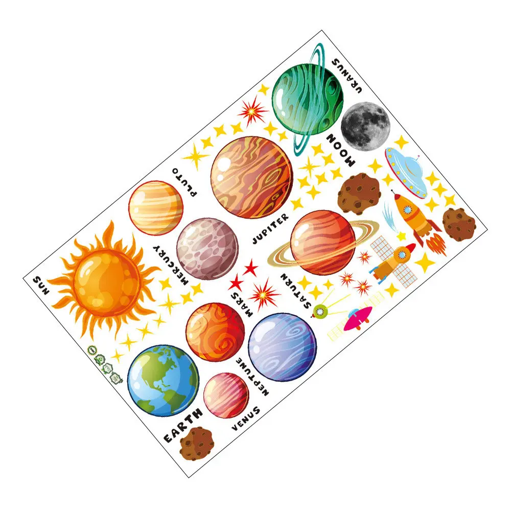 Lovely Wall Stickers Colorful Bedroom Decor Home Decals Creative PVC Outer Space Decorative Nursery