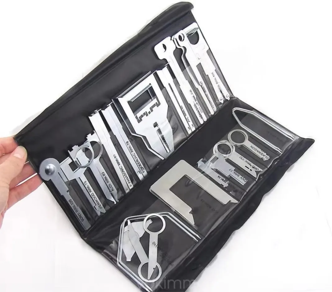 38pcs Car Audio Stereo Cd Player Radio Removal Repair Tool Kits With Sturdy Pouch Auto Door Panels Interior Disassembly Tool