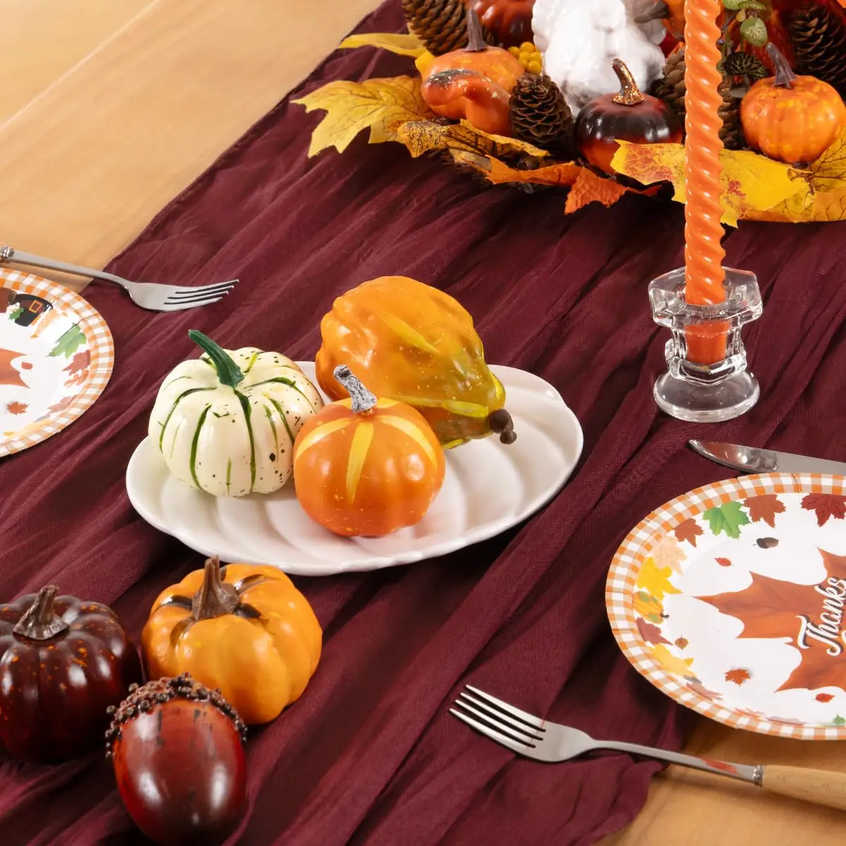 

4 Pack Burgundy Cheesecloth Table Runner, Boho Sheer Table Runners for Wedding Baby Shower Holiday Party Christmas Decoration