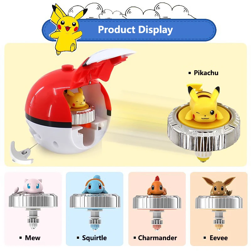 Pokemon Ball Spinning Top Toys Pikachu Charmander Mewtwo Pocket Monster Action Figure Battle Gyro Kids Toys Gift view 6
