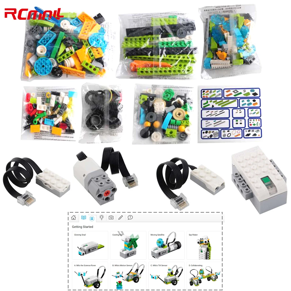 مجموعة مكعبات بناء التعليم الإلكتروني 45300 روبوت مبرمج DIY تكنولوجيا الطوب متوافق مع LEGOed Wedo2.0