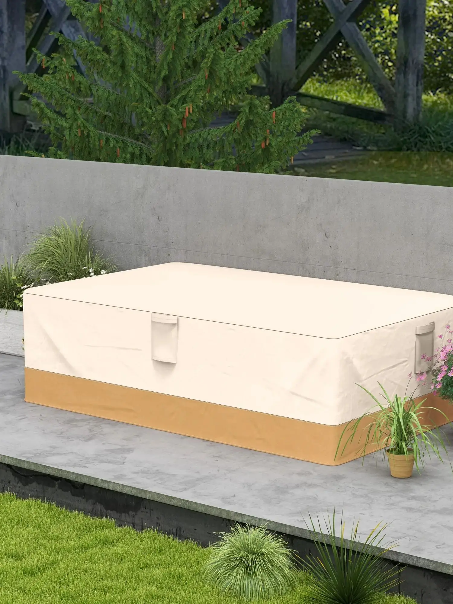 Outsunny Funda Protectora 270X200X78 Cm Tela Oxford 600d Ondoordringbare Cubierta Para Sofás Mesas Exterieur Beige - afbeelding 2