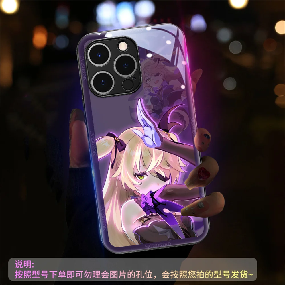 

Fischl Of Genshin Impact LED Light Up Phone Case Glowing Back Cover For Samsung S25 S24 S23 S22 S21 S20 FE Note 10 20 Plus Ultra