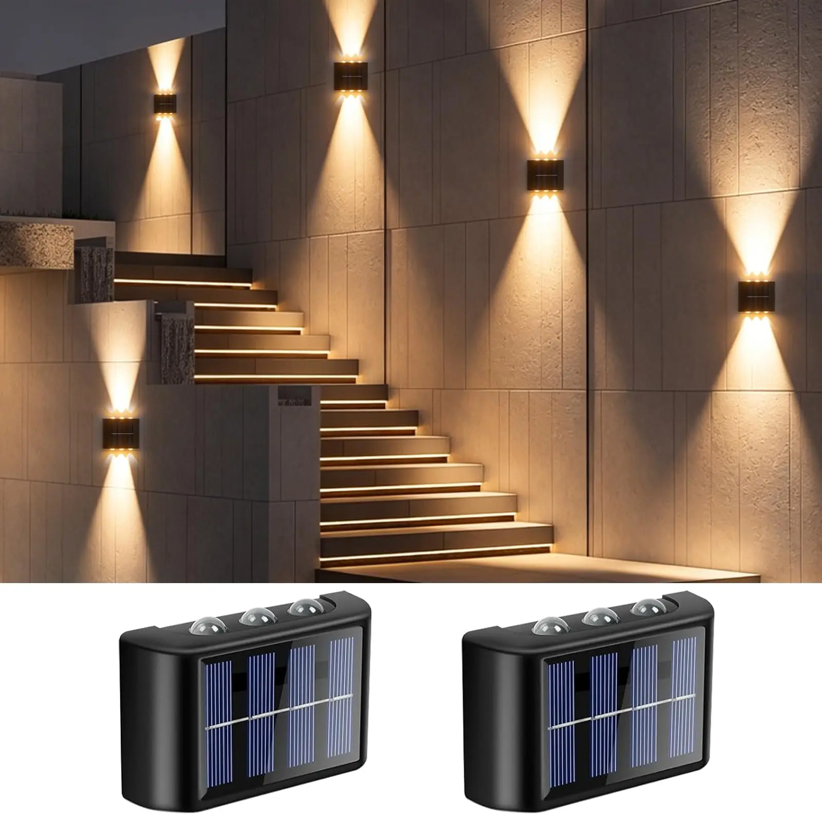 Solar LED Light, Outdoor Waterproof Wall Lamp, Dusk to Dawn Fence Lighting for Summer Garden Yard Porch Walkway Camping Home Dec
